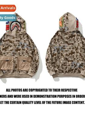 2022 summer new tide shark sewing decorated large pockets zi