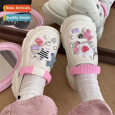 Summer diy female tide thick bottom heightening cute hole sh