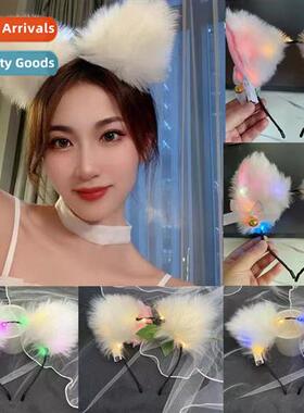 Korean versi plush bell fox cat ears headband luminous headd