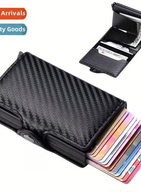 Dual-card RFID automatic elastic card case mens short card c