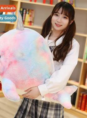 Cute warm color illusi narwhal plush toy doll cloth doll for