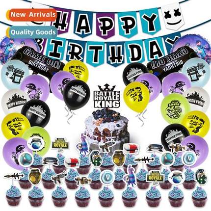 Fortne Game Fortne Party Decorati Purple Birthday Pull Flag