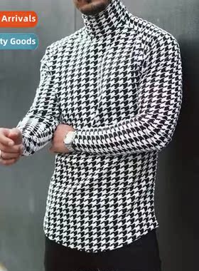 2021 new spring  fall mens Slim pullover lg-sleeved T-shirt