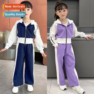 Autumn new childrens love zipper sweater sweatpants set  mid