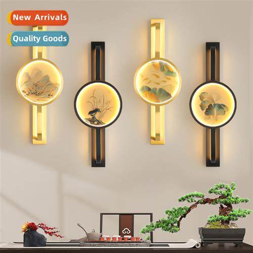 New Chinese wall lamp carving enamel living room background