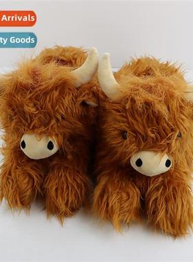 New Plush Highl Cow Shaggy Cow Cott Slippers Highl Cow Carto