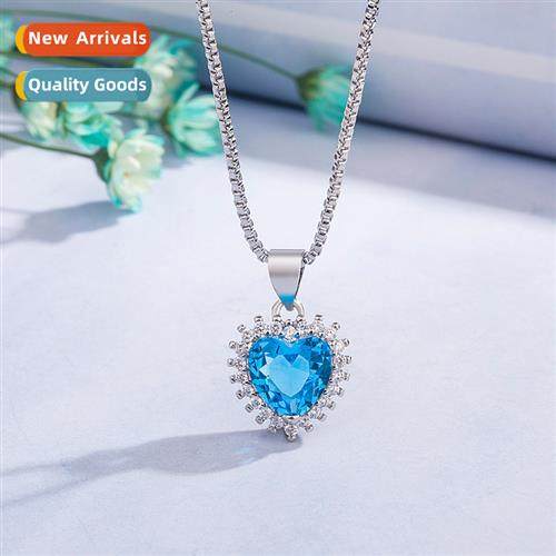 n blue diamd crystal pendant female heart-shaped blue crysta