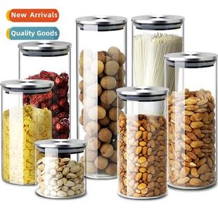 Steel Jar Salt Lid Stainless Bottle Storage Sealed Glass