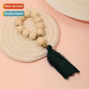 Wooden beads and bells napkin ring cloth ring tassel napkin