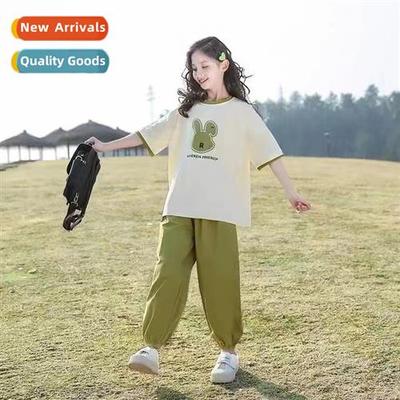 Summer new childrens green rabb short-sleeved pants su middl