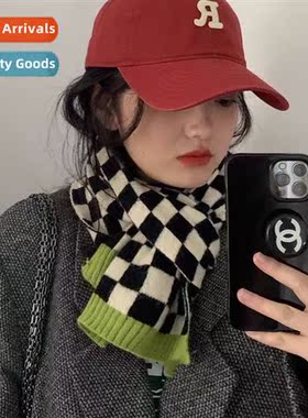 Autumn and winter new color blocking checkerboard checkerboa