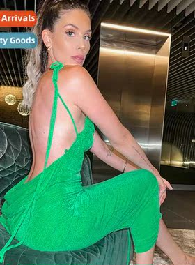 wind 2023 summer new fashi sexy backless tie temperament lg