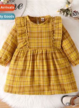 Girls spring  fall  2021 new n children in  lg-sleeved plaid