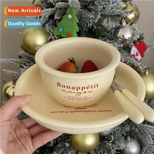 cream color bowl style des ceramic ins letters Korean French