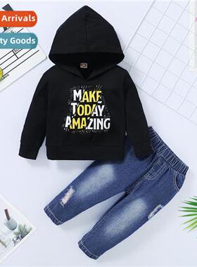 Boys spring  fall  2021 new n letters printed lg-sleeved top