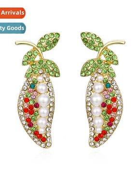 New simple creative alloy diamd pearl earrings retro fashi p
