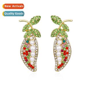 New simple creative alloy diamd pearl earrings retro fashi p