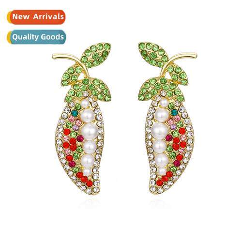 New simple creative alloy diamd pearl earrings retro fashi p