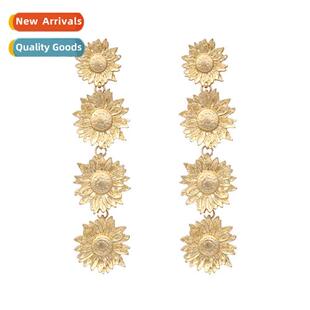 retro exaggerated vacati earrings style flower metal