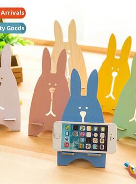 Cute rabb cell phe stand lazy universal wooden cell phe hold