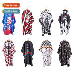 barber bib printed stick cut perm pattern