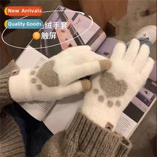 can touch gloves ins winte plush wind thickened Korea screen