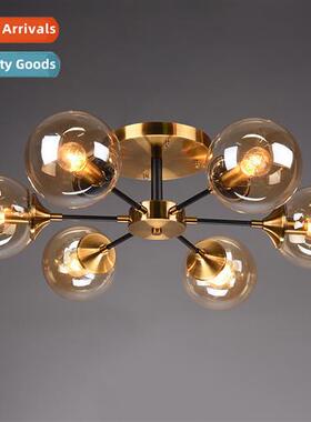 Scinavian gold light luxury glass living room bedroom lamp s