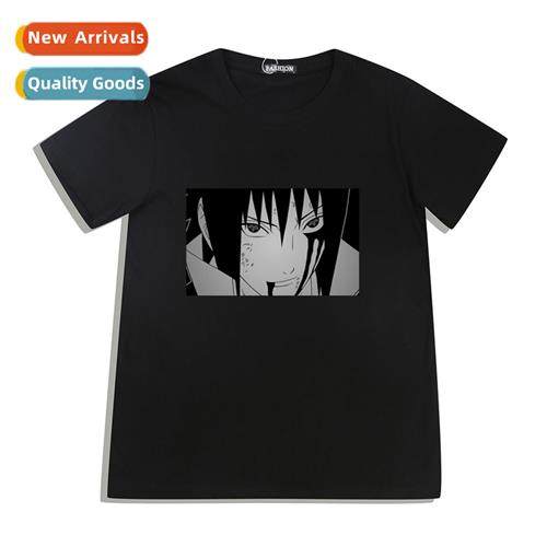 Japanese anime Naruto Uchiha Sasuke printed cott short-sleev