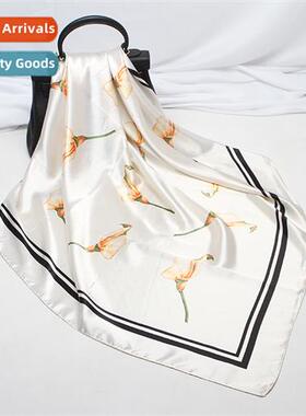 Chinese style new simulati silk scarf women horseshoe flower