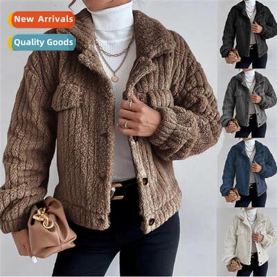 2023 fall  winter rabb plush jacket lapel shirt padded comfo
