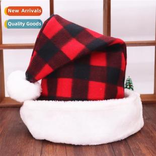 hat red whe adult pullover Christmas plaid black 40cm