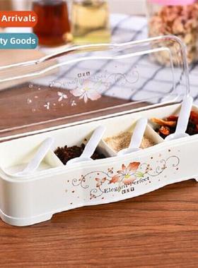 Kchen spice box wh spo transparent seasing jar plastic seasi