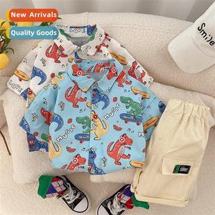 full 2023 shirt dinosaur print children new summer Boys