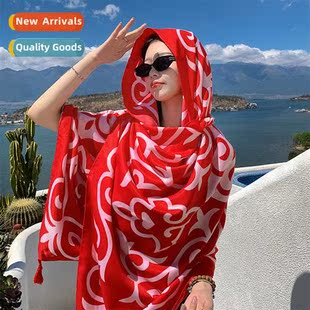 New thin secti lg shawl beach towel red oversized desert sun