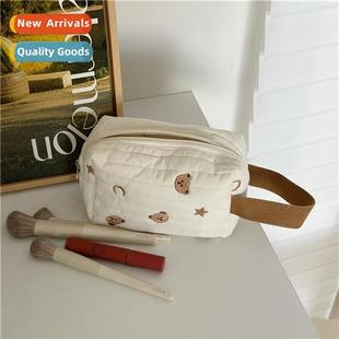 red book embroidery bear cosmetic bag portable large capacy