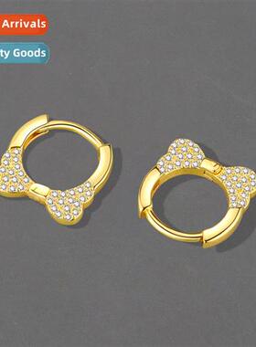 new full  diamd bow earrings set zircia earrings buckle simp