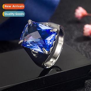 mens ring sapphire blue diamd crystal Business