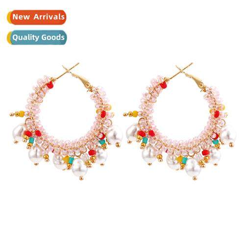ZA fashi persaly C circle earrings set rice beads imati pear