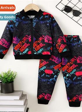 Boys spring  fall  2023 new n letters printed lg-sleeved top