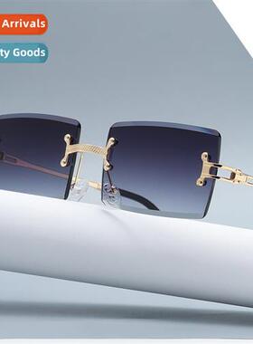 2A307 Frameless Cut Edge Square Sunglasses Retro Sunglasses