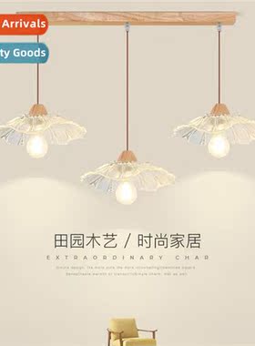 Japanese wooden small chelier log modern simple dining room