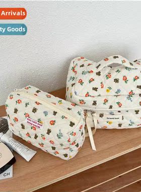 carto bear flower cosmetic bag large capacy portable travel