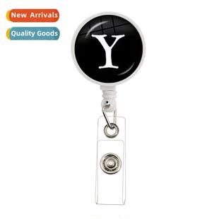 Artistic design A-Z26 alphabet Brook name badge round glass