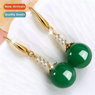 green agate 925 blue plated whe female Natural earrings