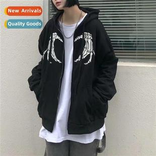 print sweatshirt gothic style hoodie skull women dark men