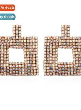 ZA exaggerated square rhineste stud earrings earrings new se