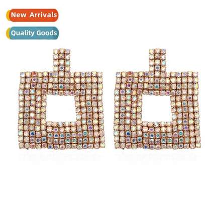 ZA exaggerated square rhineste stud earrings earrings new se
