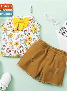 Girls spring  autumn  2022 new n sleeveless halter floral to