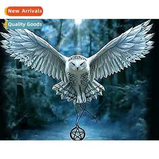 owl full thread stch embro hmade new simple Cross embroidery