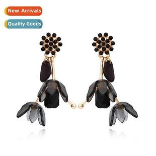 Exaggerated lg acrylic flower earrings when mulberry resin f
